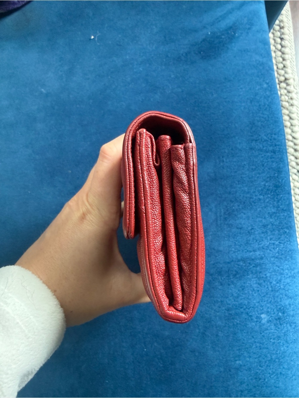 Authentic CHANEL Boy Continental Wallet Red Caviar Leather Ruthenium Hardware - Picture 3 of 10